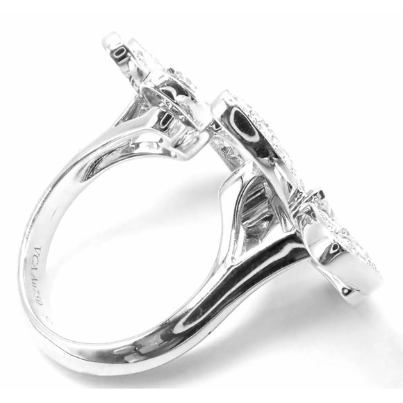 Van Cleef & Arpels 18k White Gold Diamond Two Butterfly Between Finger Ring - Picture 2 of 10